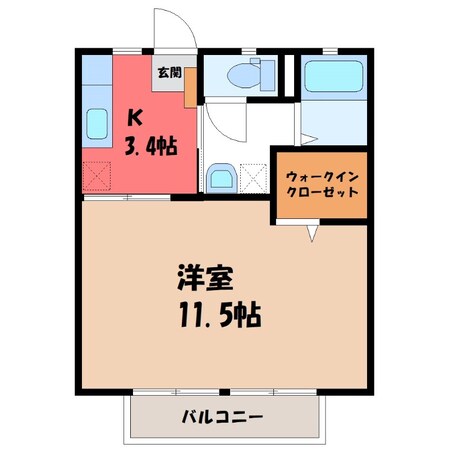 宝積寺駅 徒歩10分 2階の物件間取画像